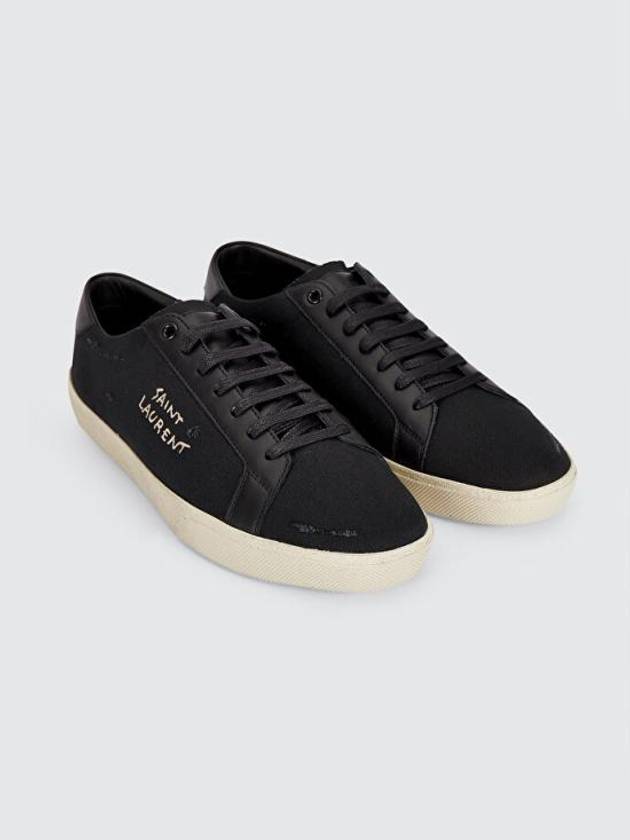 Court Classic SL06 Canvas Smooth Leather Low Top Sneakers Black - SAINT LAURENT - BALAAN 4