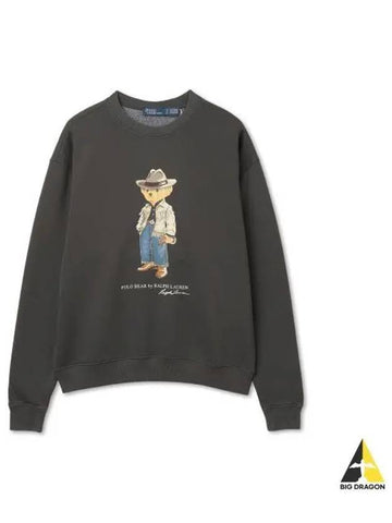 W Polo Bear Fleece Crew Neck Pebble Black - POLO RALPH LAUREN - BALAAN 1