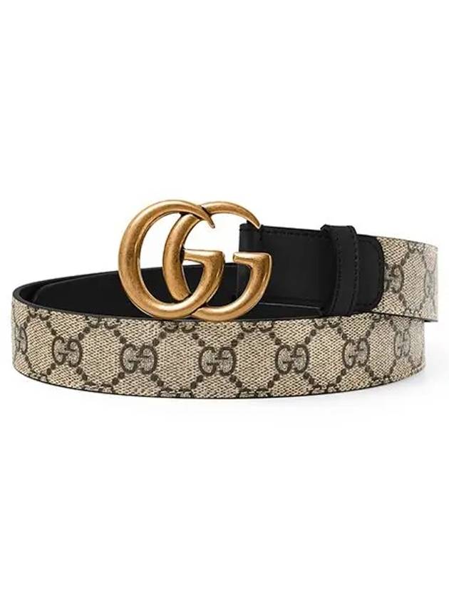 Double G Buckle Leather Belt Grey - GUCCI - BALAAN 4