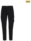 Men's Stretch Satin Lens Wappen Cargo Pants Black - CP COMPANY - BALAAN.