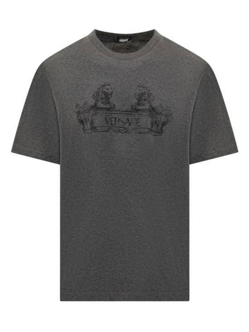 Cartouche Short Sleeve T-Shirt Grey - VERSACE - BALAAN 1