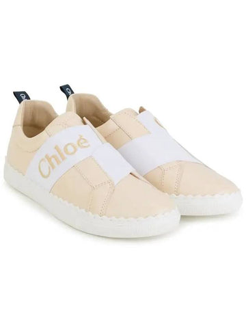 Kids Logo Embroidered Slip Ons Pale Pink C19147K 45F - CHLOE - BALAAN 1