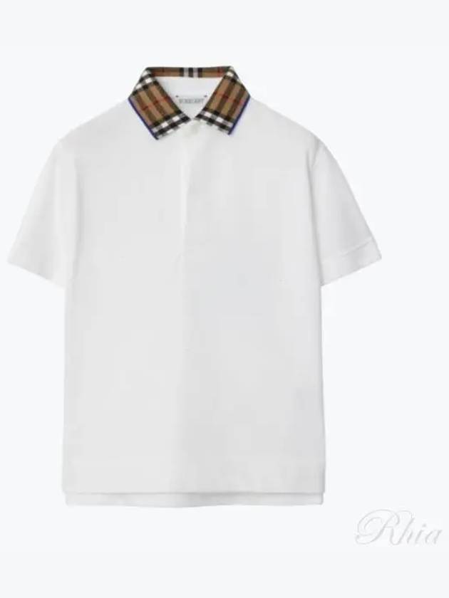 Kids Vintage Check Collar Short Sleeve Polo Shirt White - BURBERRY - BALAAN 2