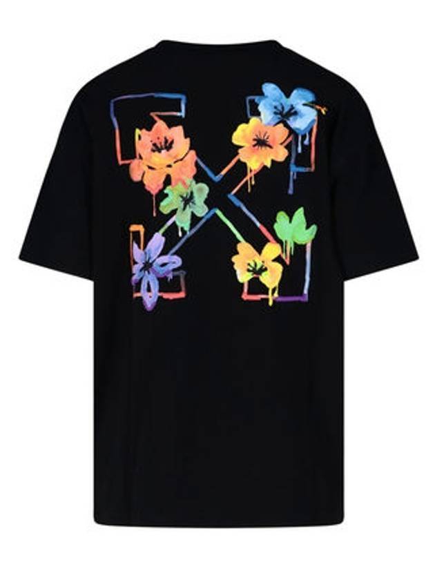 Floral Arrow Printing Short Sleeve T-Shirt Black - OFF WHITE - BALAAN 1