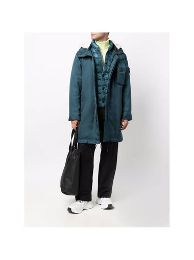 Compass Badge Layered Long Parka Blue - STONE ISLAND - BALAAN 1