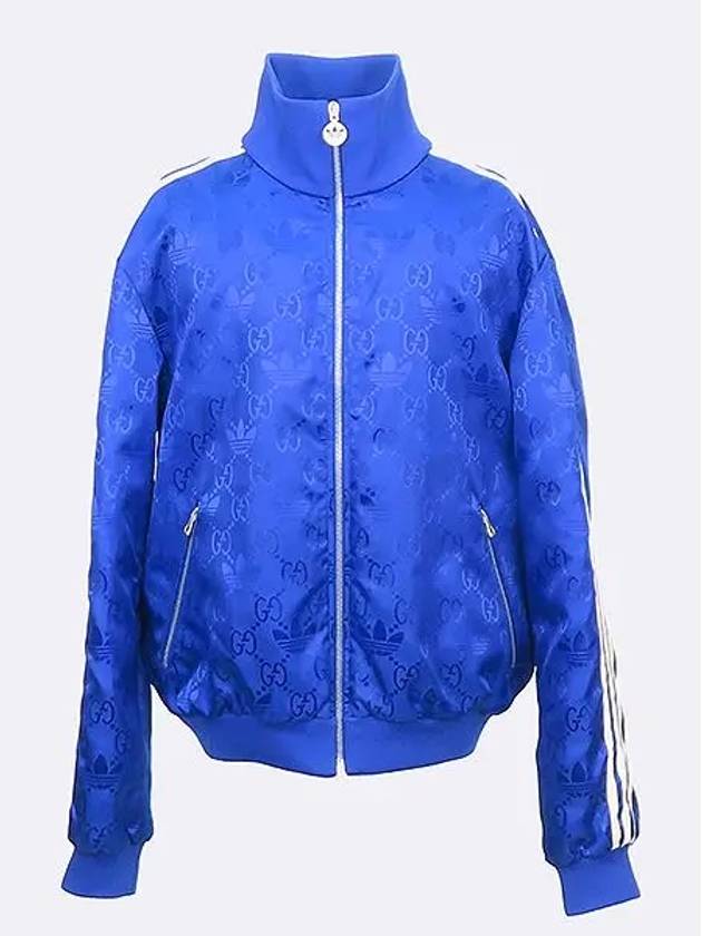 705756 x Adidas GG Trefoil Jacquard Cobalt Blue Jacket - GUCCI - BALAAN 1