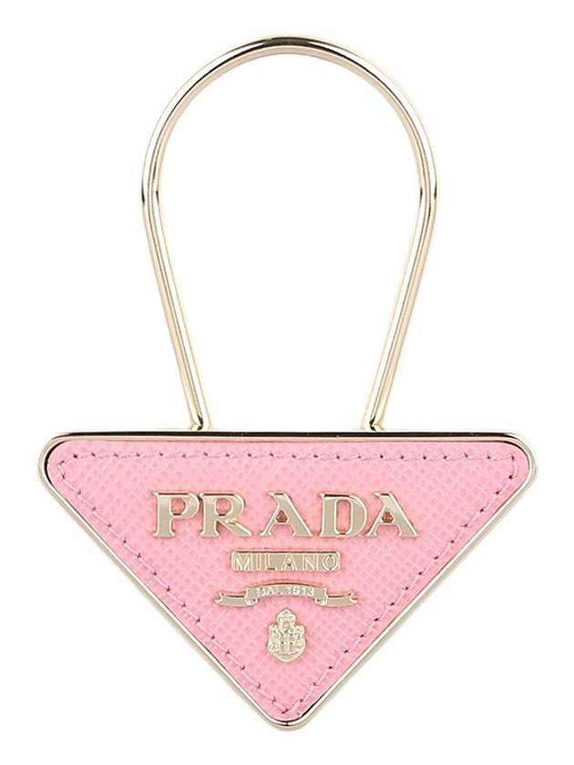 triangle logo saffiano key ring pink - PRADA - BALAAN 3