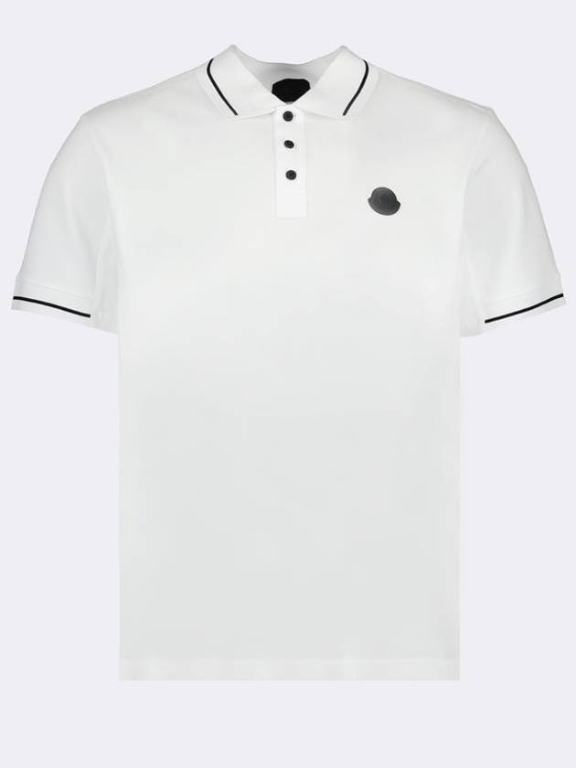 Men's Logo Patch Cotton Short Sleeve Polo Shirt Optical White - MONCLER - BALAAN 2