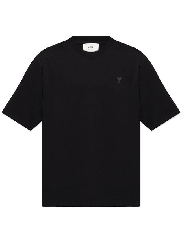 Logo Cotton Short Sleeve T-Shirt Black - AMI - BALAAN 1