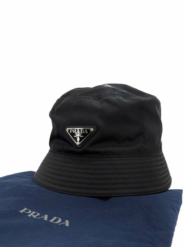 Triangle logo nylon bucket hat black size M - PRADA - BALAAN 3