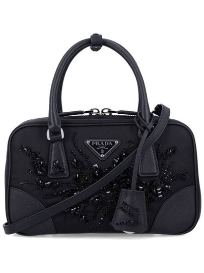 Embroidered detailing mini tote bag black - PRADA - BALAAN 2