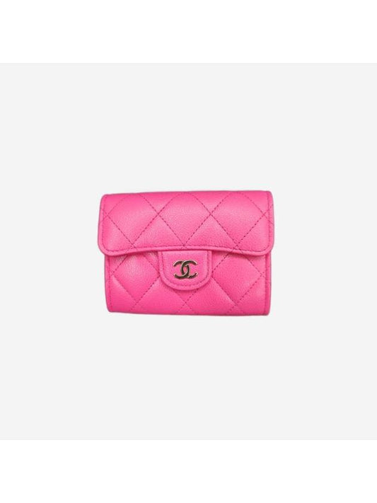 Classic Flap Coin Purse Grained Shiny Calfskin Gold Metal Fuchsia - CHANEL - BALAAN 1