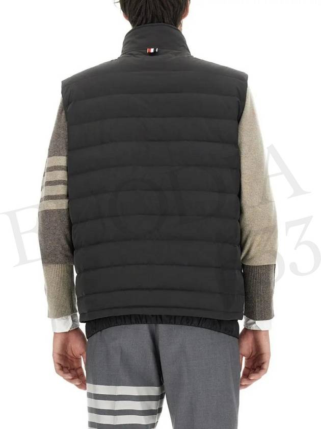 4 Bar Poly Twill Down Vest Charcoal - THOM BROWNE - BALAAN 8