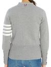 Milano Stitch 4 Bar Classic V Neck Fine Merino Wool Cardigan Grey - THOM BROWNE - BALAAN 5