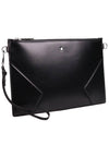 Men's Logo Patch Leather Clutch Bag Black - MONTBLANC - BALAAN 4