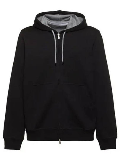 Cotton Zip Up Hoodie Black - BRUNELLO CUCINELLI - BALAAN 2