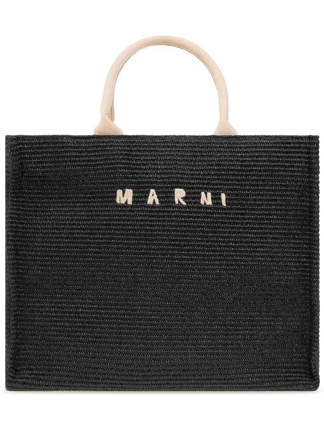 Raffia East West Tote Bag Black - MARNI - BALAAN 3