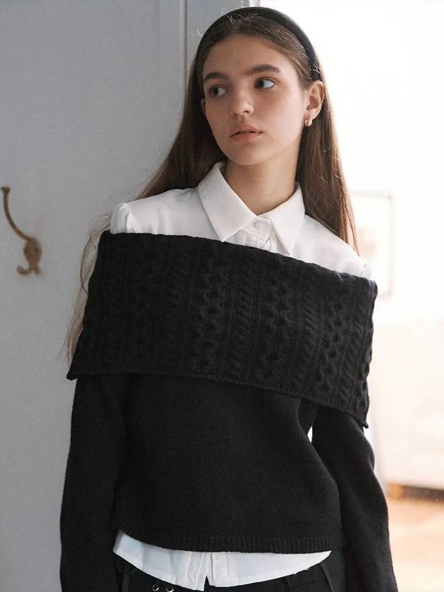 Youth off-shoulder wool sweater black - LETTER FROM MOON - BALAAN 4