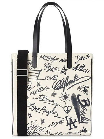 Contrasting Graffiti Print Shoulder Bag White - GOLDEN GOOSE - BALAAN.