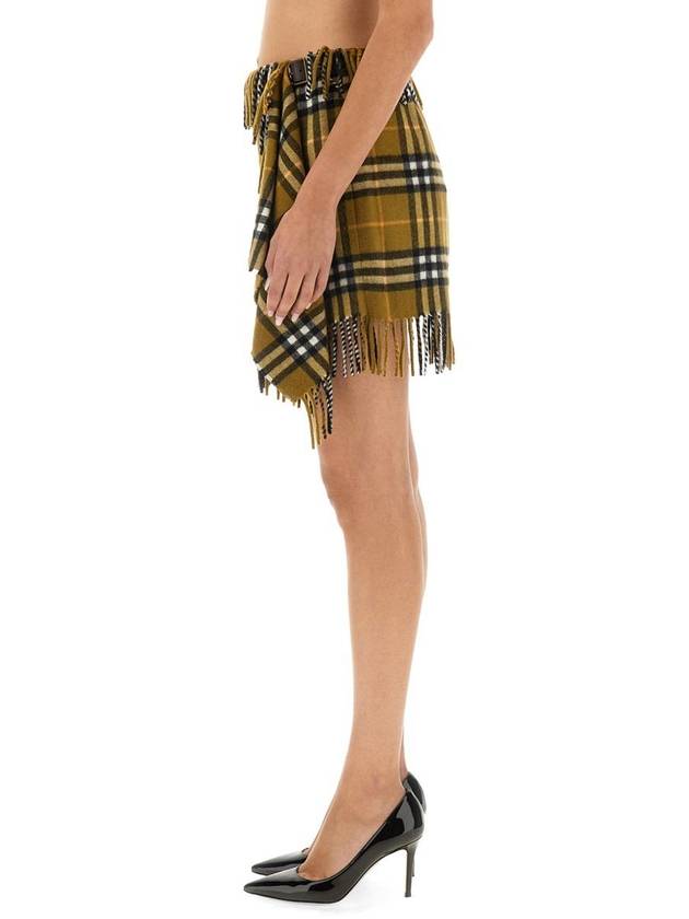 Check Wool Cashmere A-Line Skirt Oxide - BURBERRY - BALAAN 5