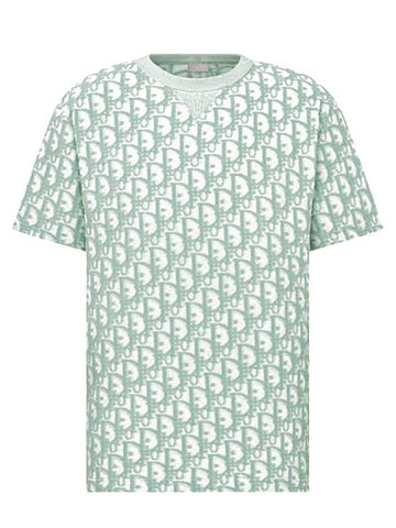 T Shirt Oblique Casual Fit Green White Cotton Jersey - DIOR - BALAAN 1