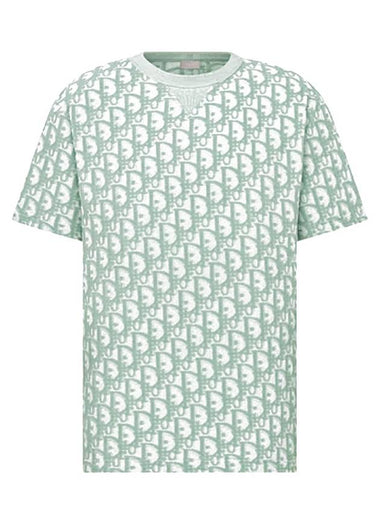 T Shirt Oblique Casual Fit Green White Cotton Jersey - DIOR - BALAAN 1