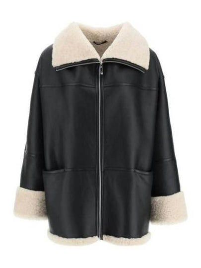 Signature Shearling Mustang Jacket Black Off-White - TOTEME - BALAAN 2