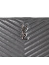 Monogram Cassandre Matelasse Silver Leather Clutch Bag Grey - SAINT LAURENT - BALAAN 5