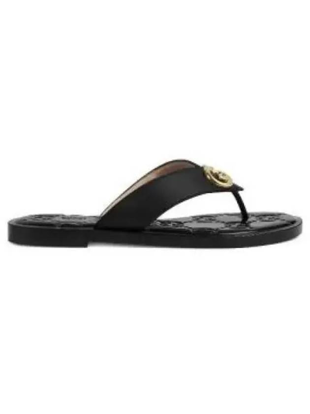 Interlocking G-T Strap Sandals Flip Flops Black - GUCCI - BALAAN 2