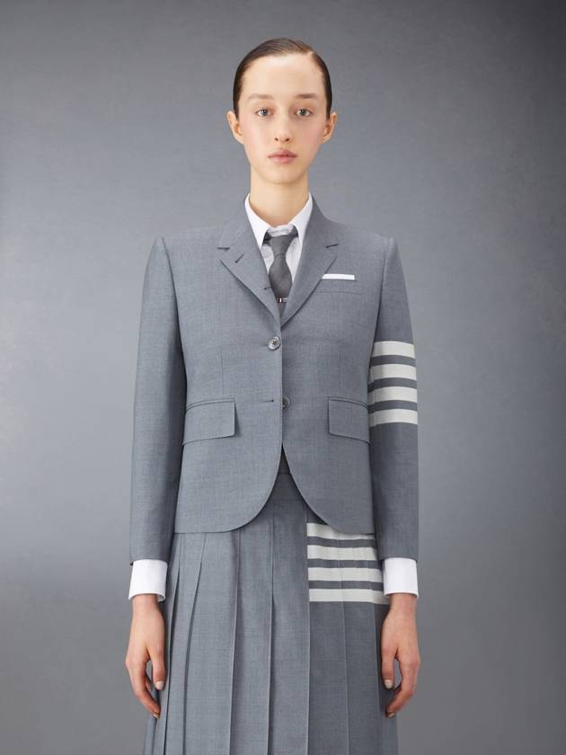 Plain Weave Suiting Classic 4 Bar Jacket Medium Grey - THOM BROWNE - BALAAN 4