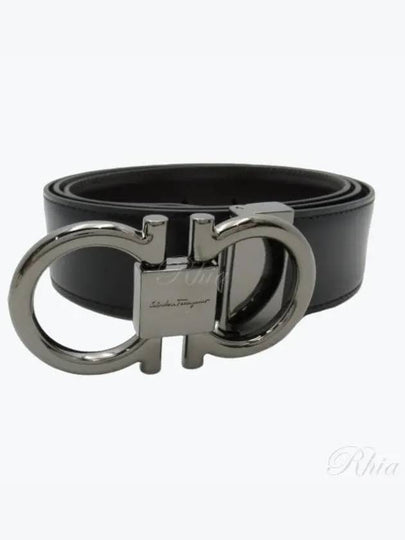 Gancini Reversible Adjustable Calfskin Leather Belt Black - SALVATORE FERRAGAMO - BALAAN 2