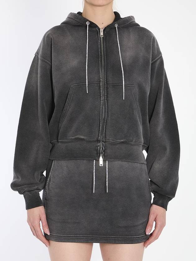 Cropped Hoodie With Crystals - ALEXANDER WANG - BALAAN 1