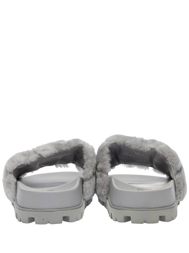 shearling slippers gray - PRADA - BALAAN.
