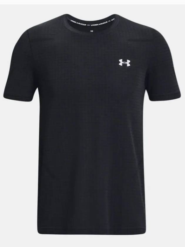 Men's UA Seamless Grid Short Sleeve T Shirt Black - UNDER ARMOUR - BALAAN 2