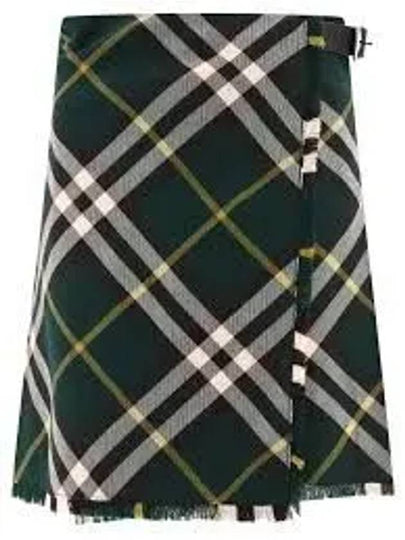 Check Pattern Wool A-Line Skirt Green - BURBERRY - BALAAN 2