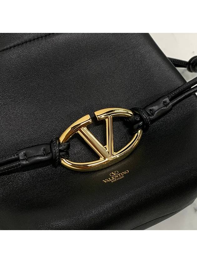 V Logo Pouf Nappa Leather Small Bucket Bag Black - VALENTINO - BALAAN 9