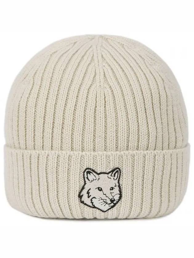 Wool Fox Head Beanie Light Beige - MAISON KITSUNE - BALAAN 2