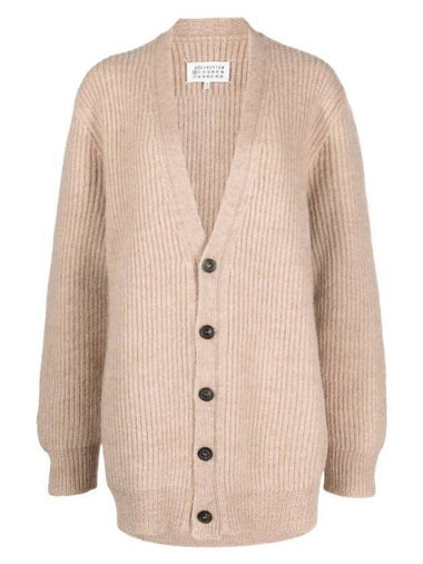 Stitch Alpaca Wool Knit Oversized Fit Cardigan Beige - MAISON MARGIELA - BALAAN 1