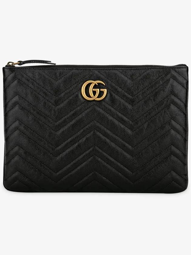 GG Marmont Leather Pouch Bag Black - GUCCI - BALAAN 3