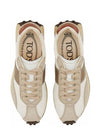 T Vintage Leather Technical Fabric Low Top Sneakers Beige - TOD'S - BALAAN 7