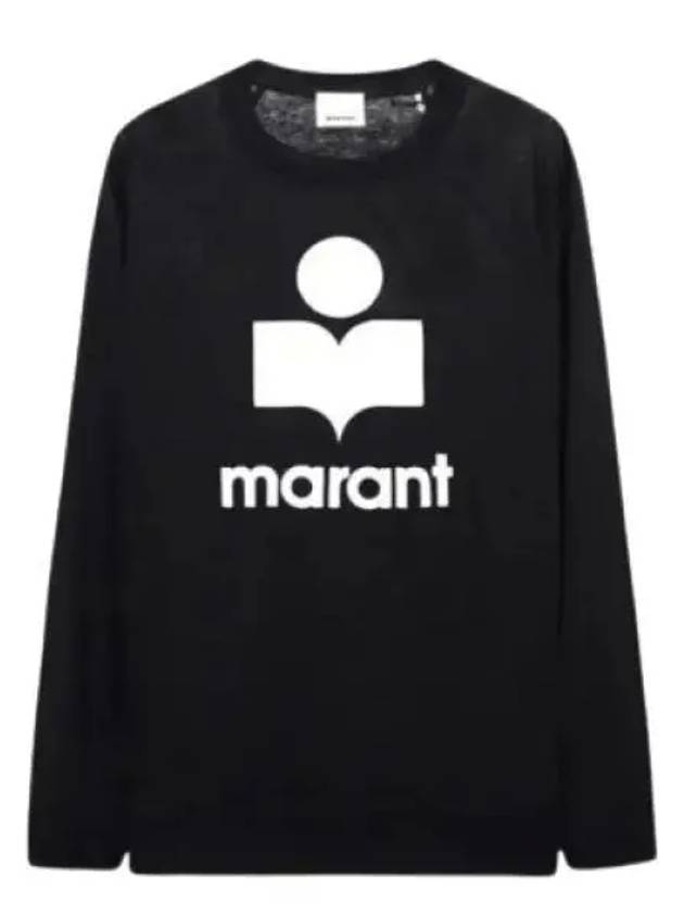 Kieffer Logo Print Linen Long Sleeve T-Shirt Black - ISABEL MARANT - BALAAN 2