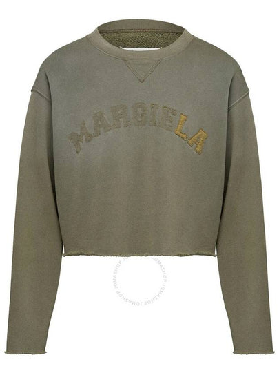 Logo Vintage Cropped Cotton Long Sleeve T-Shirt Green - MAISON MARGIELA - BALAAN 2