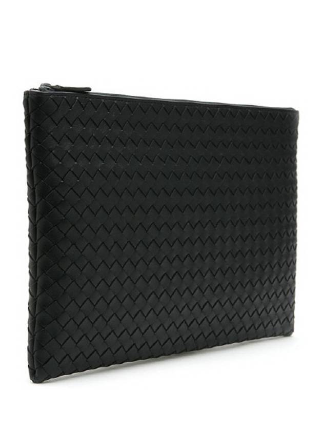 Intrecciato Document Leather Clutch Bag Black - BOTTEGA VENETA - BALAAN 3