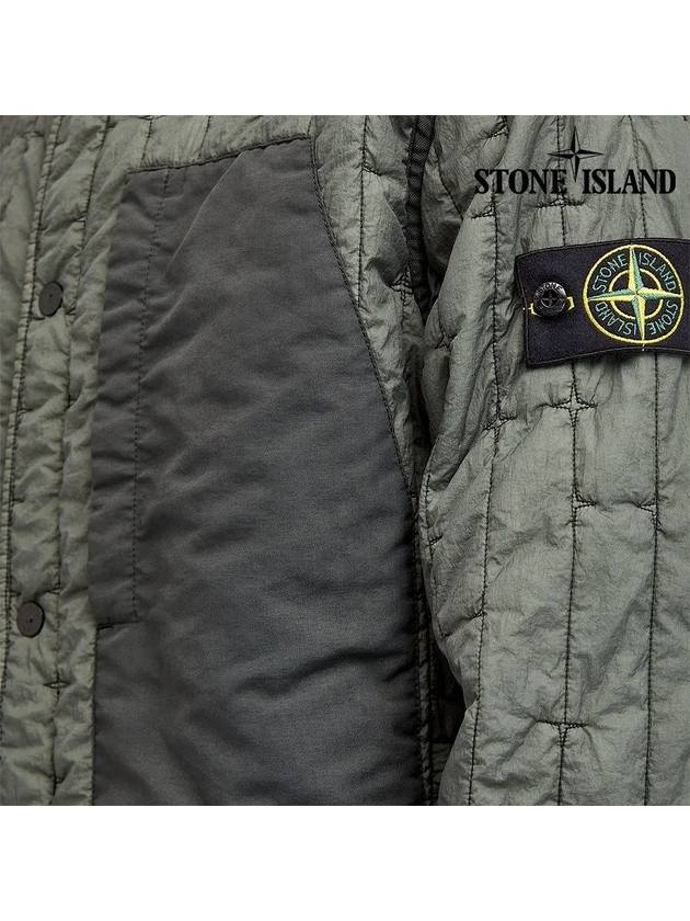 Men's Stella Wappen Patch Quilted Jacket Green - STONE ISLAND - BALAAN 6