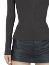 Embroidered Logo Mock Neck Rib Turtleneck Brown - COURREGES - BALAAN 10