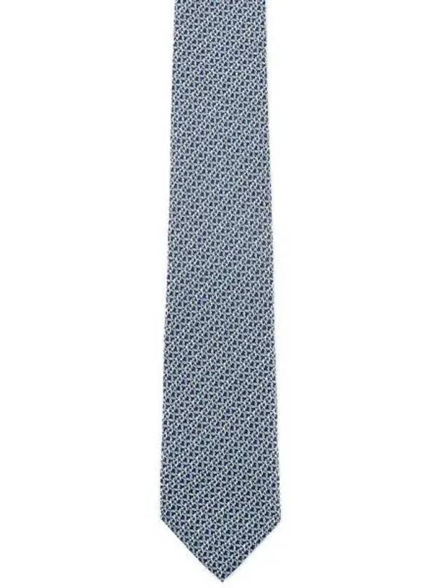 Men's Gancini Logo Silk Tie Navy - SALVATORE FERRAGAMO - BALAAN 2