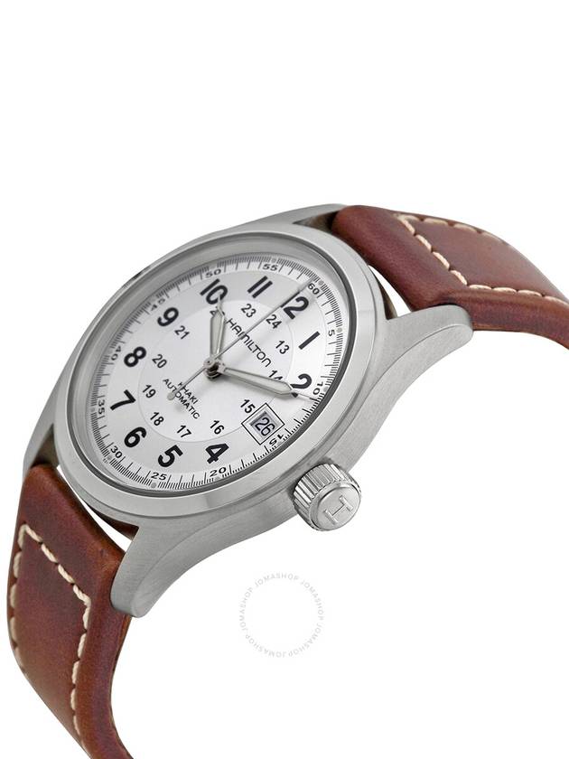 Khaki Field Auto Silver Dial Watch Brown - HAMILTON - BALAAN 3