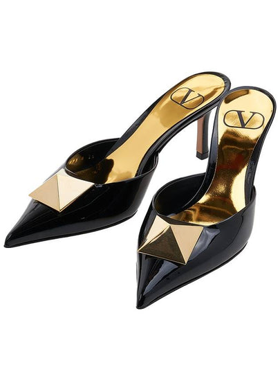 One-Stud Patent Leather Mule Black - VALENTINO - BALAAN 2