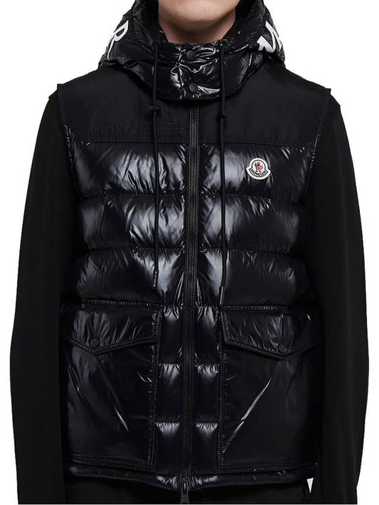 Men's Genichi Logo Patch Padded Vest Black - MONCLER - BALAAN.