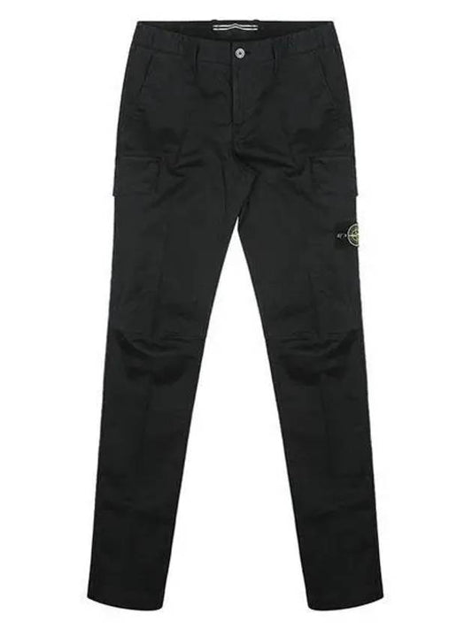 Logo Patch Cargo Straight Pants Black - STONE ISLAND - BALAAN 2